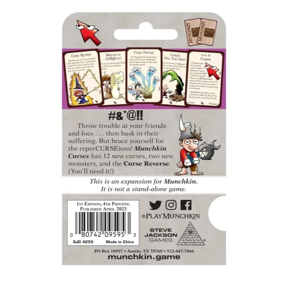 New! 2 /$18! 2 Packs Munchkin Curses Card Game